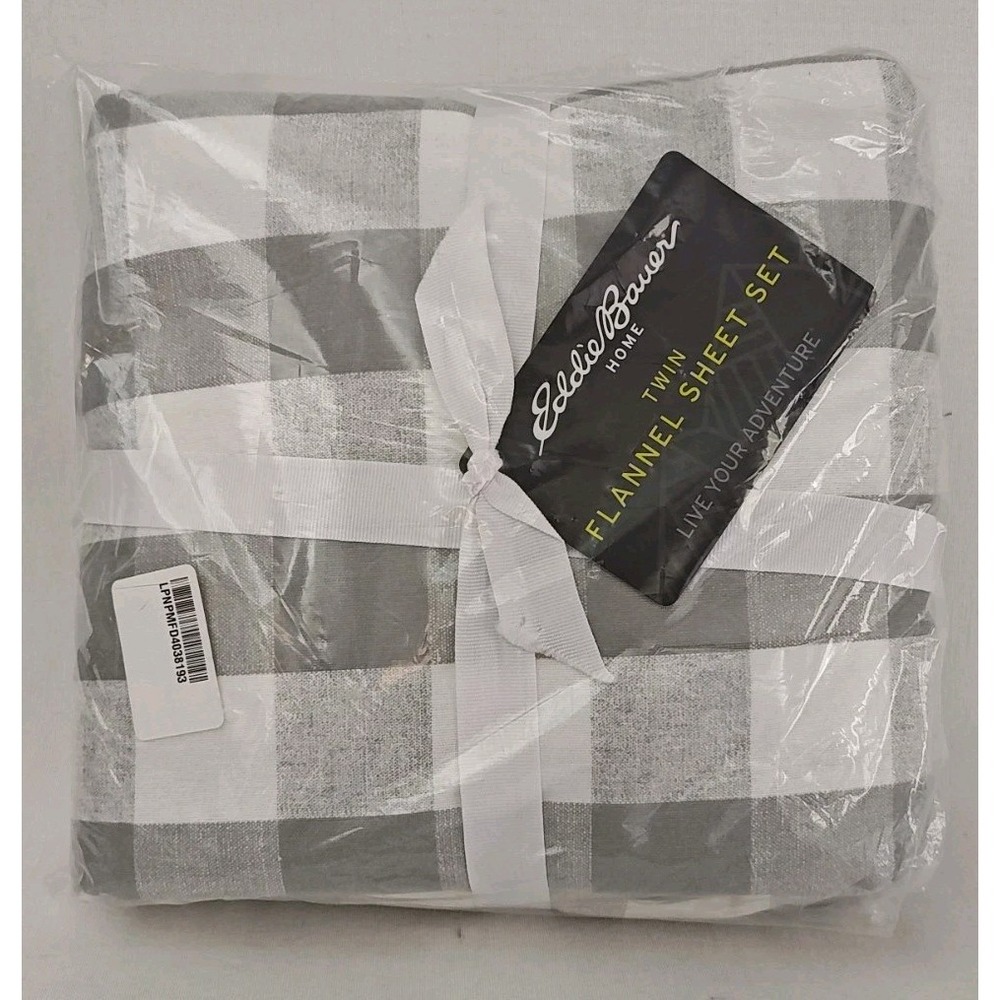 Eddie Bauer Home‎ Twin Flannel Sheets New In Package Gray White NWT